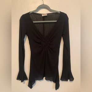 Black flutter sleeve witchy goth top